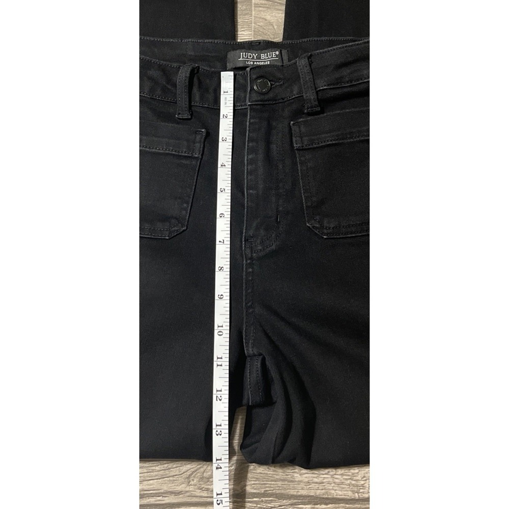 Judy Blue High Waisted Patch Pocket Straight Leg Black Jeans SZ 5/27 (27x33) - Picture 6 of 10